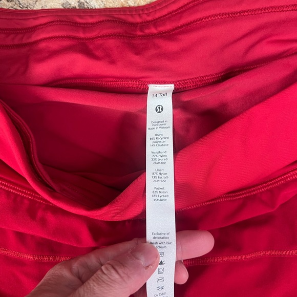 New Lululemon Athletica Vibrant Red Mini Skirt - Picture 3 of 5